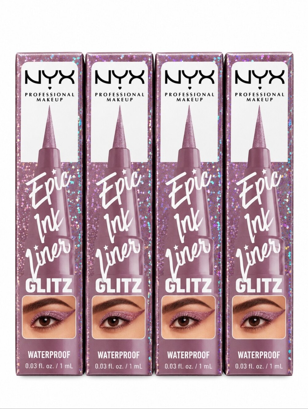 4 x NYX Epic Wear Glitz Waterproof Metallic Liquid Eyeliner, 03 Shimmer Stitch